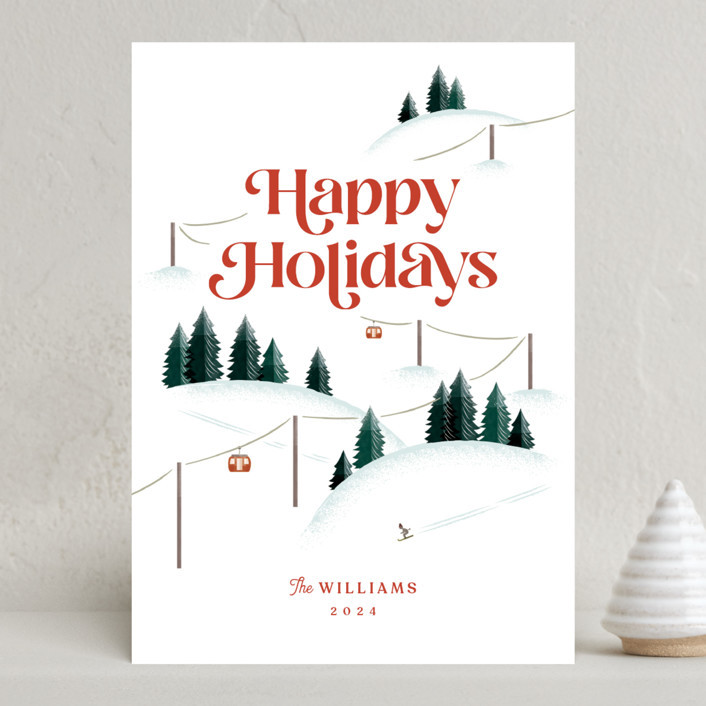 "Happy Hills" - Customizable Business Holiday Cards in Red by Robert and Stella. | Minted