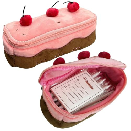 Vobomo Cherry Cake Pencil Case Big Capacity Pen Holder Plush Pencil Pouch Box Cute Aesthetic Pen Case (Cherry) | Amazon (US)