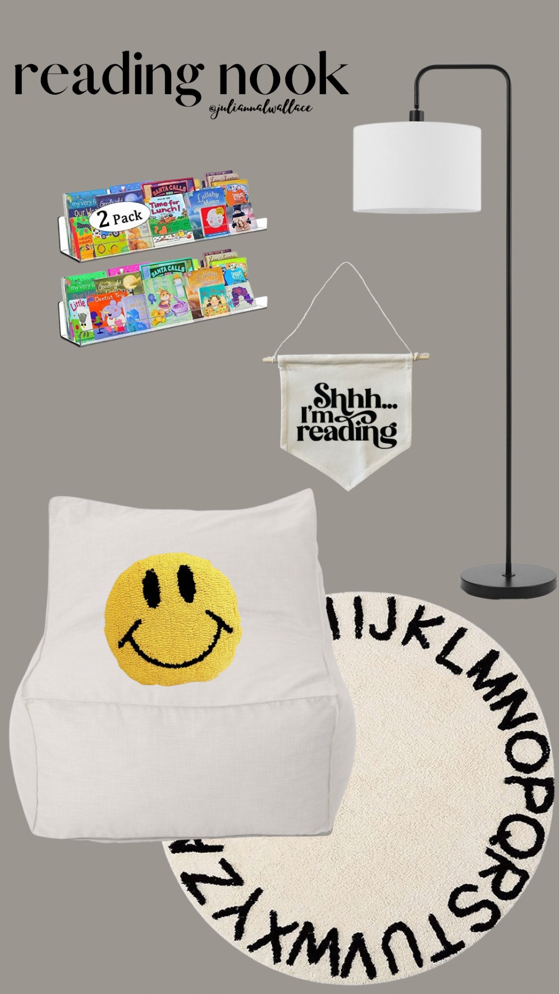 Kids reading nook 
Kids decor 
Bean bag
Acrylic book shelves 

#LTKFind #LTKkids #LTKbaby