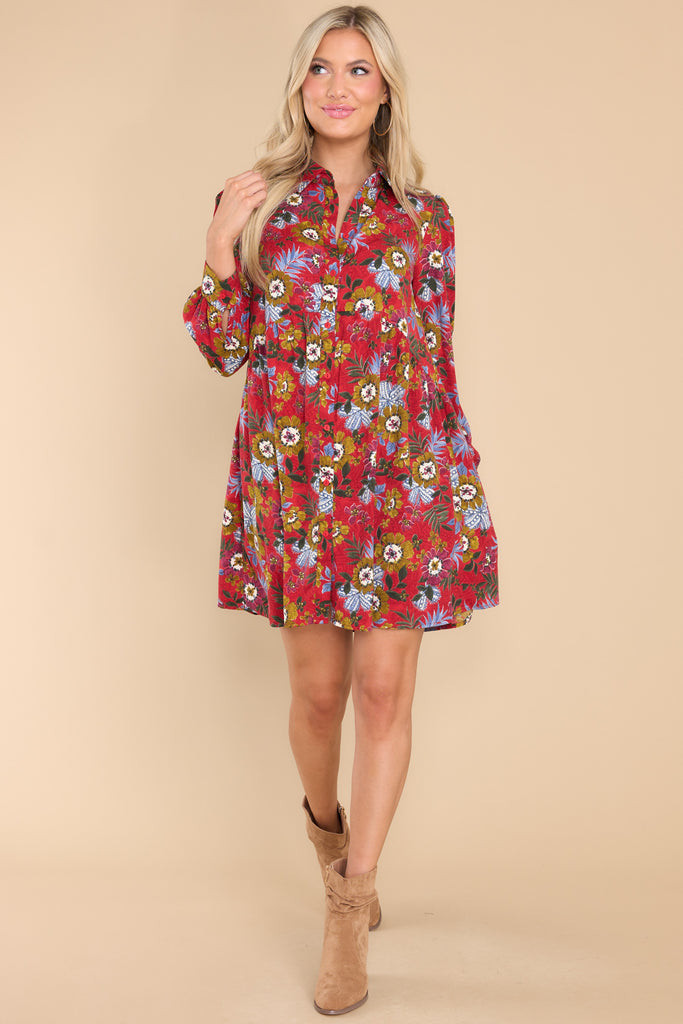 Getting Butterflies Red Floral Print Dress | Red Dress 