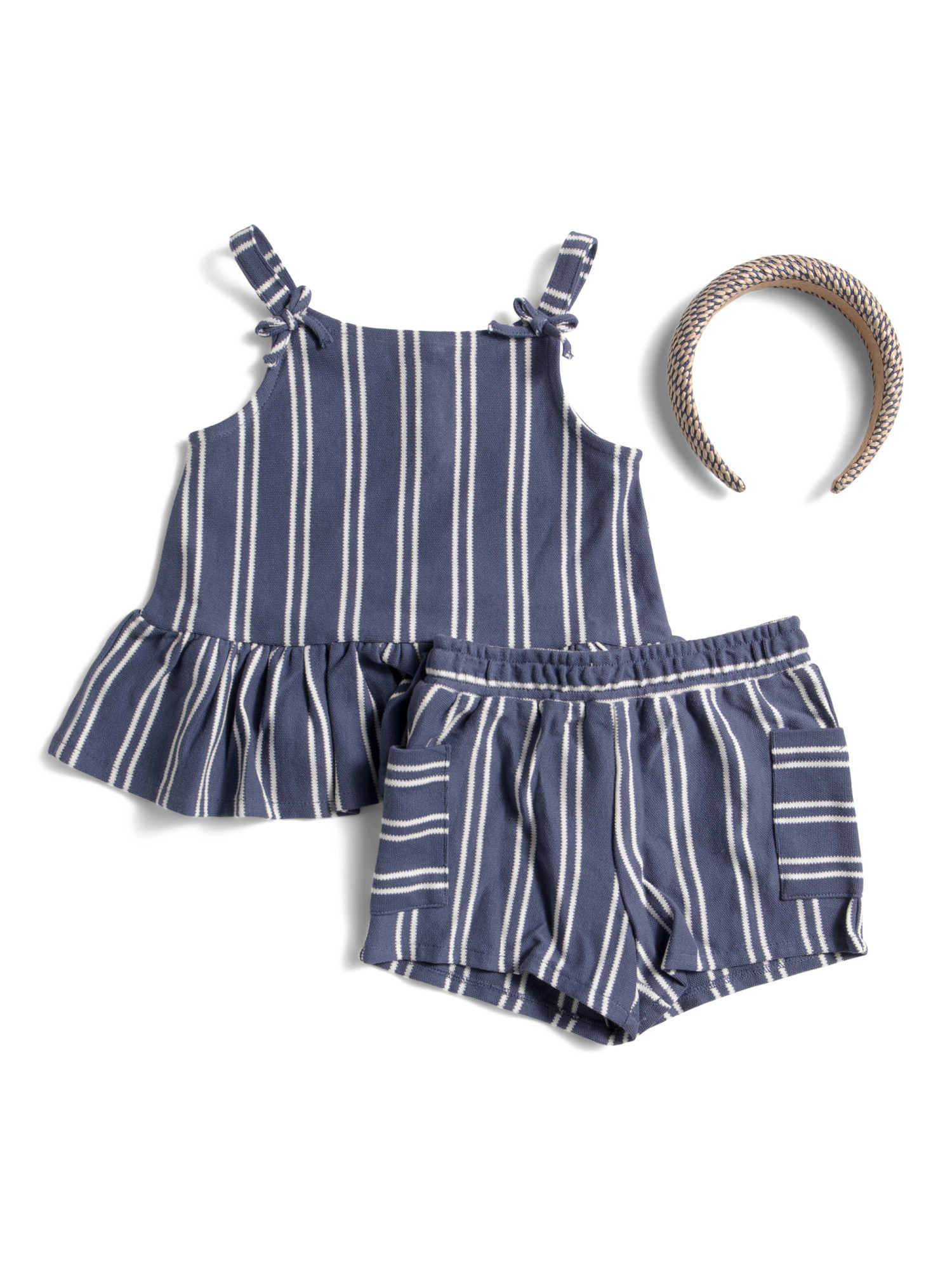 Toddler Girls 2pc Striped Pique Tank And Shorts Set | TJ Maxx