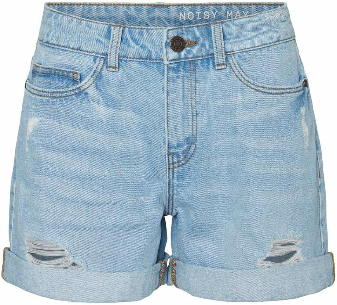 Noisy may Damen Jeansshorts mit Rissen und umgeschlagenem Saum, Farben:Hellblau, Gr\u00f6\u00dfe:... | Amazon (DE)