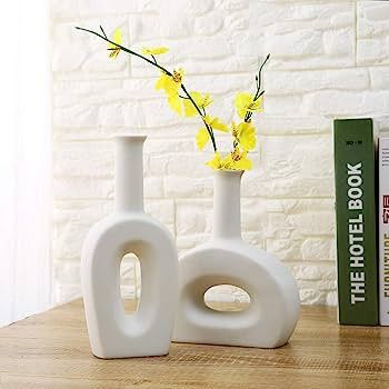 ANDING White Ceramic Vase - Elegant Design - Gifts for Friends and Family, Weddings, Desktop Cent... | Amazon (US)