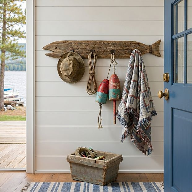 Wooden Fish Shaped Wall Hook Rack | Antique Farm House