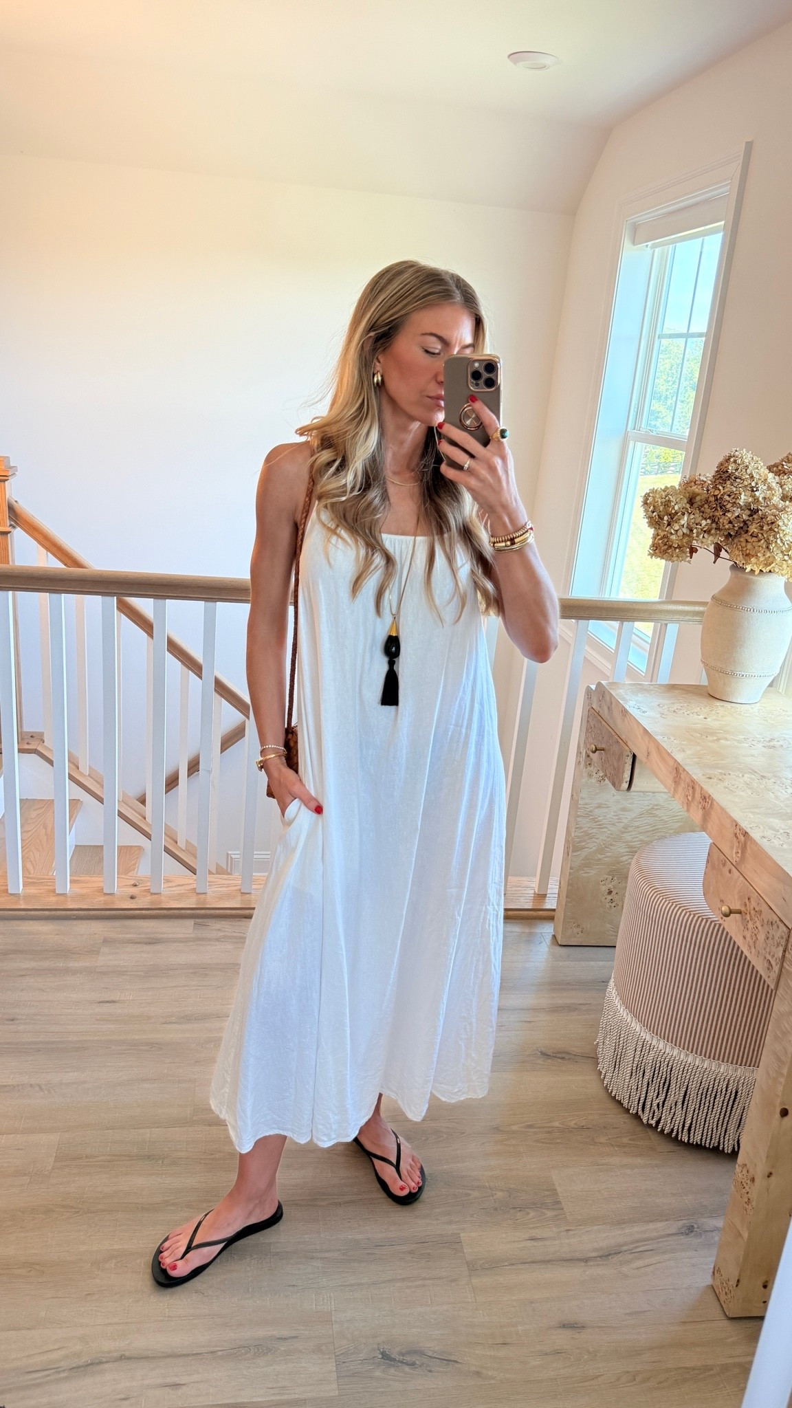Linen dress + reef sandals! 
Dress: runs TTS, wearing size small 
Sandals: run TTS

#LTKgrwm #LTKootd #LTKSeasonal