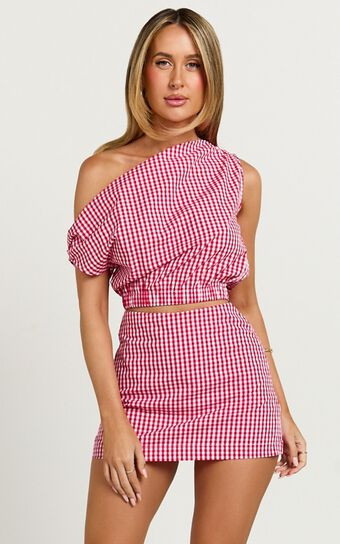 Margie Top - Off The Shoulder Top in Red Gingham | Showpo (US, UK & Europe)