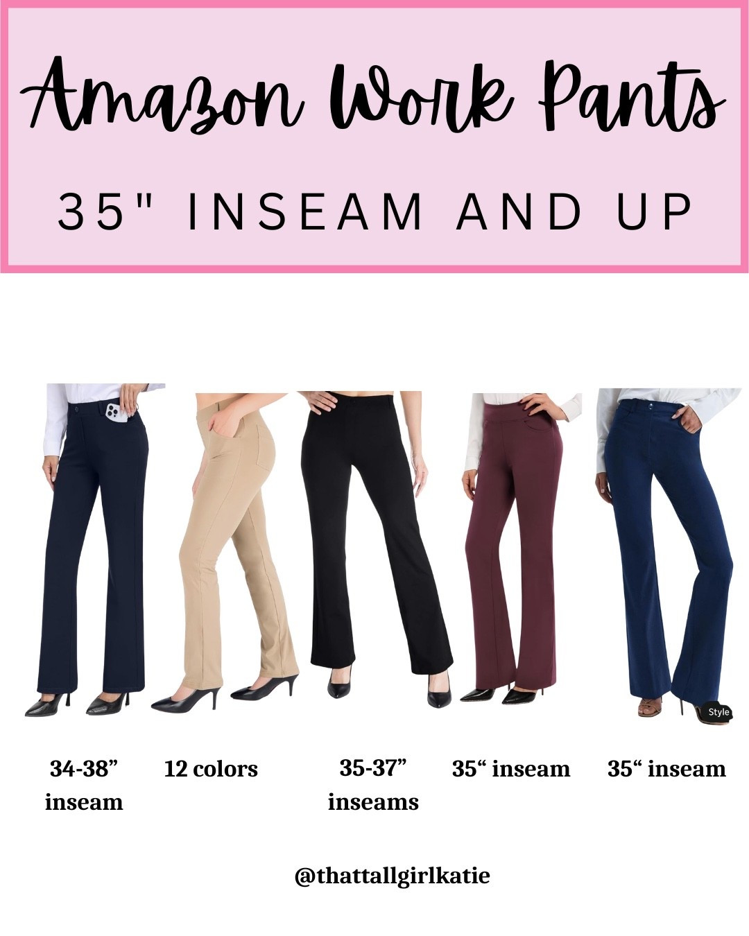 Tall size work pants from Amazon! Multiple colors, sizes, and inseams!

Tall girl fashion. Tall fashion. Tall style. Tall girl style. Tall outfits. Long pants. Long legs. Tall outfits. Teacher OOTD. Tall girls. Tall girl. Tall teacher. Work wear. 

#tallgirls #tallgirl #tallconfidence #tallgirlsrock #tallwomen #tall #tallcommunity   #tallgirlsclub #tallgirlfashion #tallgirlapproved #ad #tallstyle #tallfashion #tallgirlfriendly  #tallworkpants #amazonfashionfinds #teacherootd #tallgirllove 

#LTKTall #LTKWorkwear