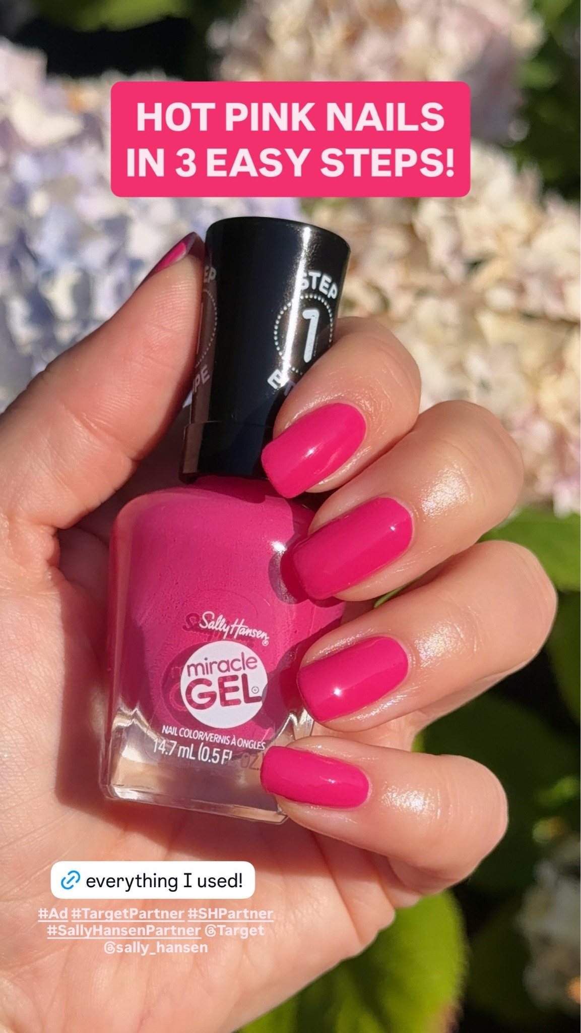 #ad The perfect hot pink nails using Sally Hansen Miracle Gel! There’s no uv lamp required and it’s 3 easy steps for a perfect summer mani 💅✨ I’m linking this + a few other favorite colors here! #TargetPartner #SHPartner #SallyHansenPartner @Target @sally_hansen