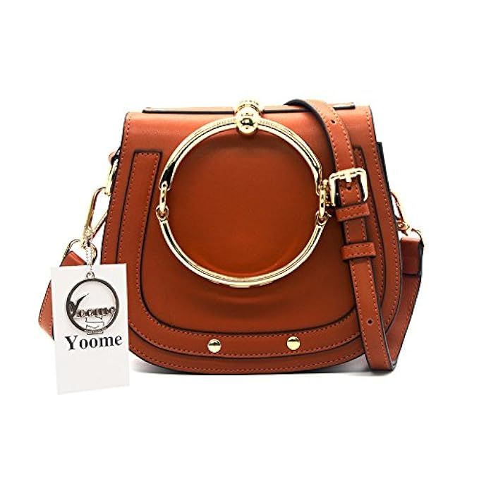 Normia Rita Cowhide Leather Top Handle Handbags Ring Purse Vintage Crossbody Shoulder Bags | Amazon (US)