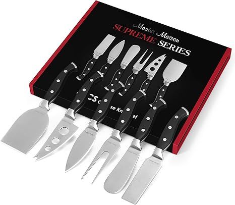6 Piece Cheese Knife Set - Master Maison German Stainless Steel Knives | Large Cutter, Slicer & S... | Amazon (US)