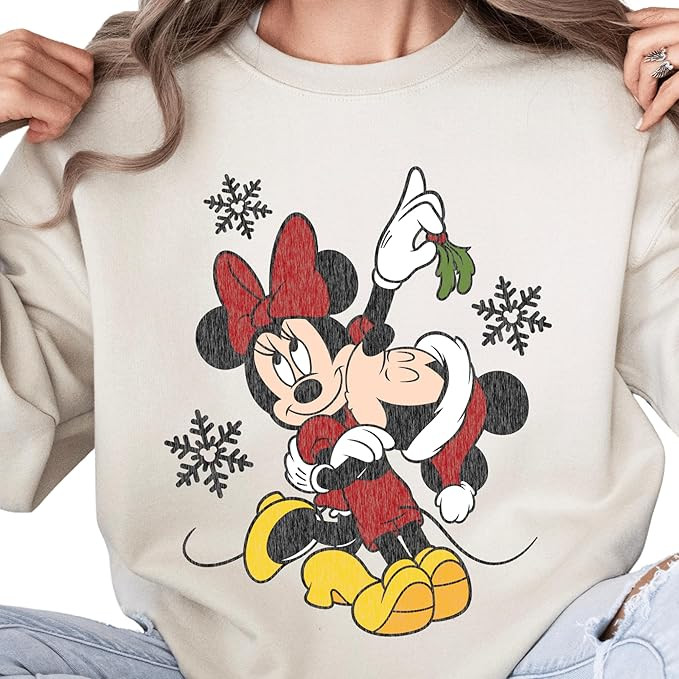 Mickey and Minnie Mistletoe Disneyland Sweatshirt, Couple Matching Xmas Trip Crewneck, Disneyworl... | Amazon (US)