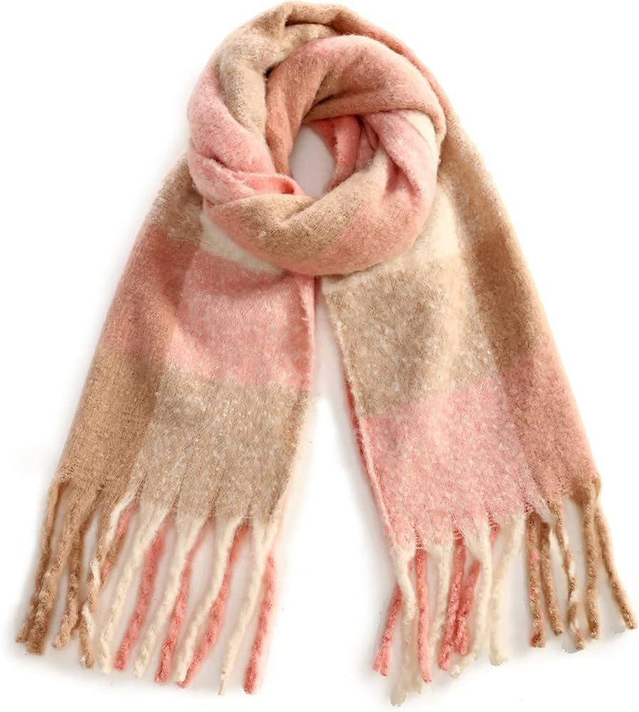 Women's Fall Winter Classic Tassel Plaid Scarf Warm Soft Blanket Shawl Scarves | Amazon (US)