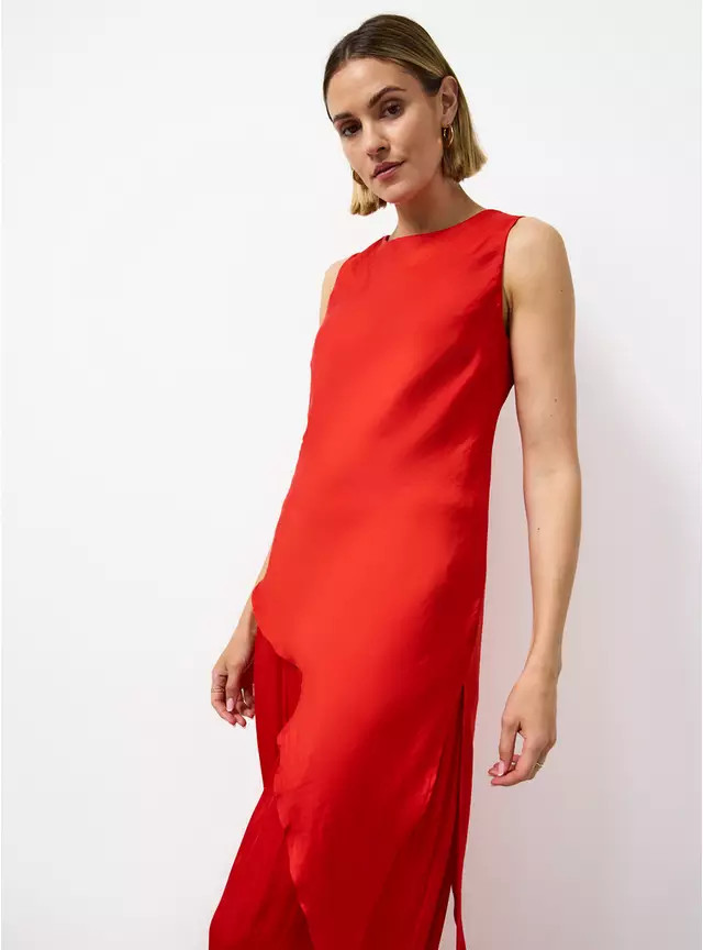 Buy Red Satin Asymmetric Hem Co-ord Top 12 | Tops | Tu | Tu Clothing