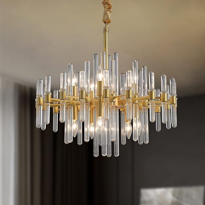 NOXARTE Modern Gold Crystal Chandelier Glass Chandeliers 10 Lights Painted Pendant Lighting Fixtu... | Amazon (US)
