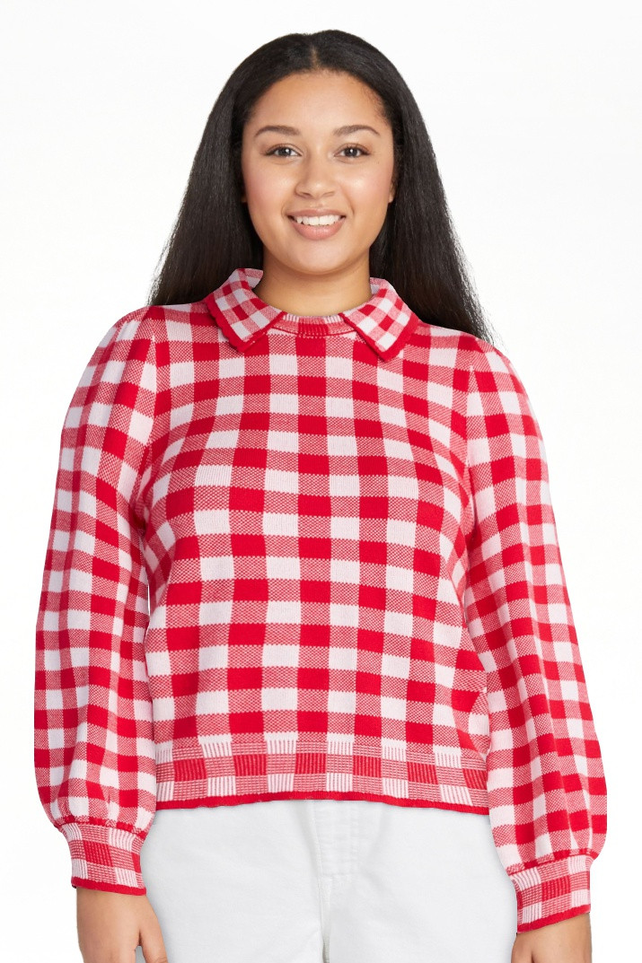Free Assembly Women's Collared Sweater with Long Puff Sleeves, Midweight, Sizes XS-XXL | Walmart (US)
