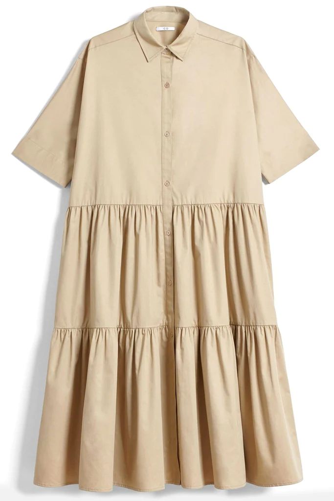 Drop Waist Tiered Dress in Taupe | Hampden Clothing