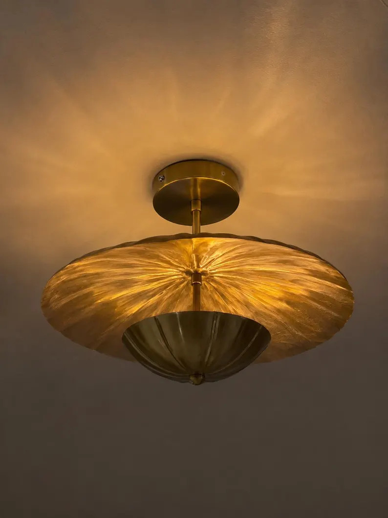 Vintage Brass Floral Ceiling Light \u2013 Antique Style Semi Flush Mount Chandelier. Mid century | Etsy (Global)