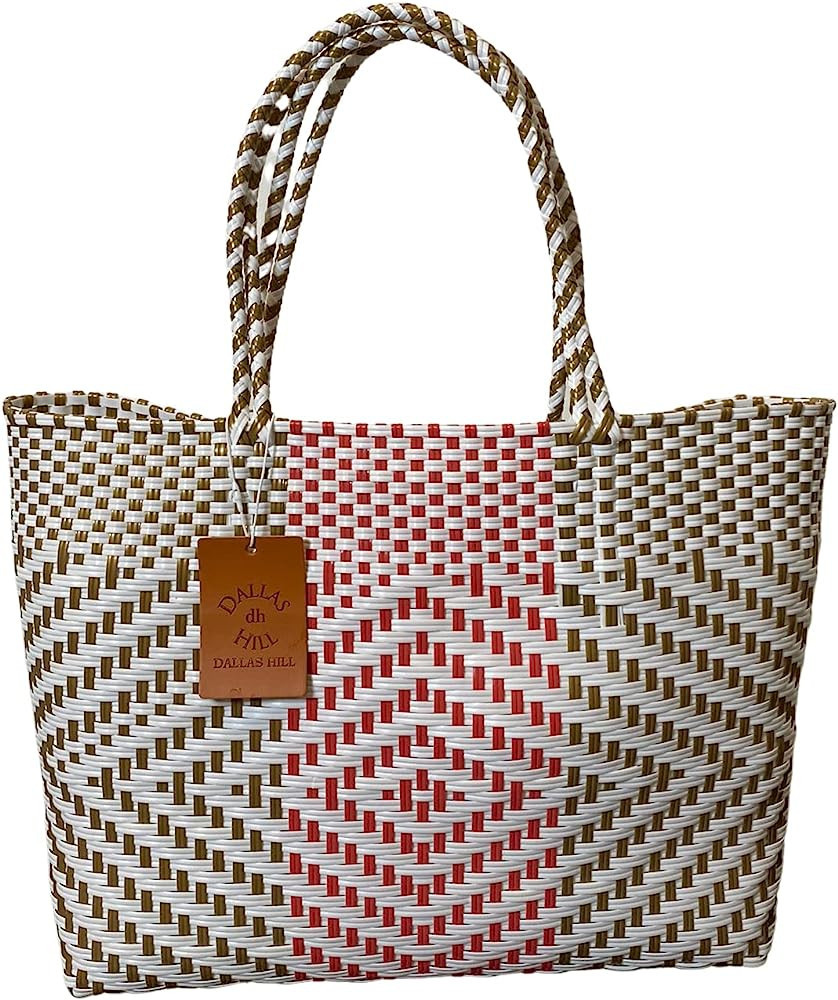 Dallas Hill Designs Handwoven Super Tote Bag for Women | Recycled Plastic Shoulder Purse | Summer... | Amazon (US)