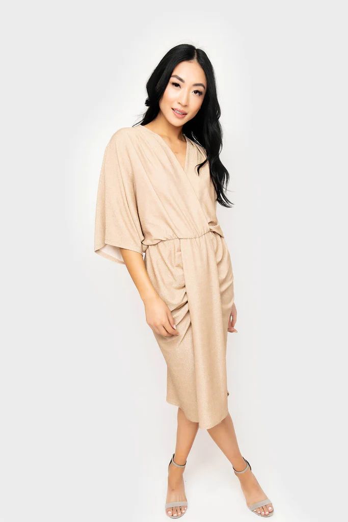 Jennifer Drape Front Shine Surplice Dress | Gibson