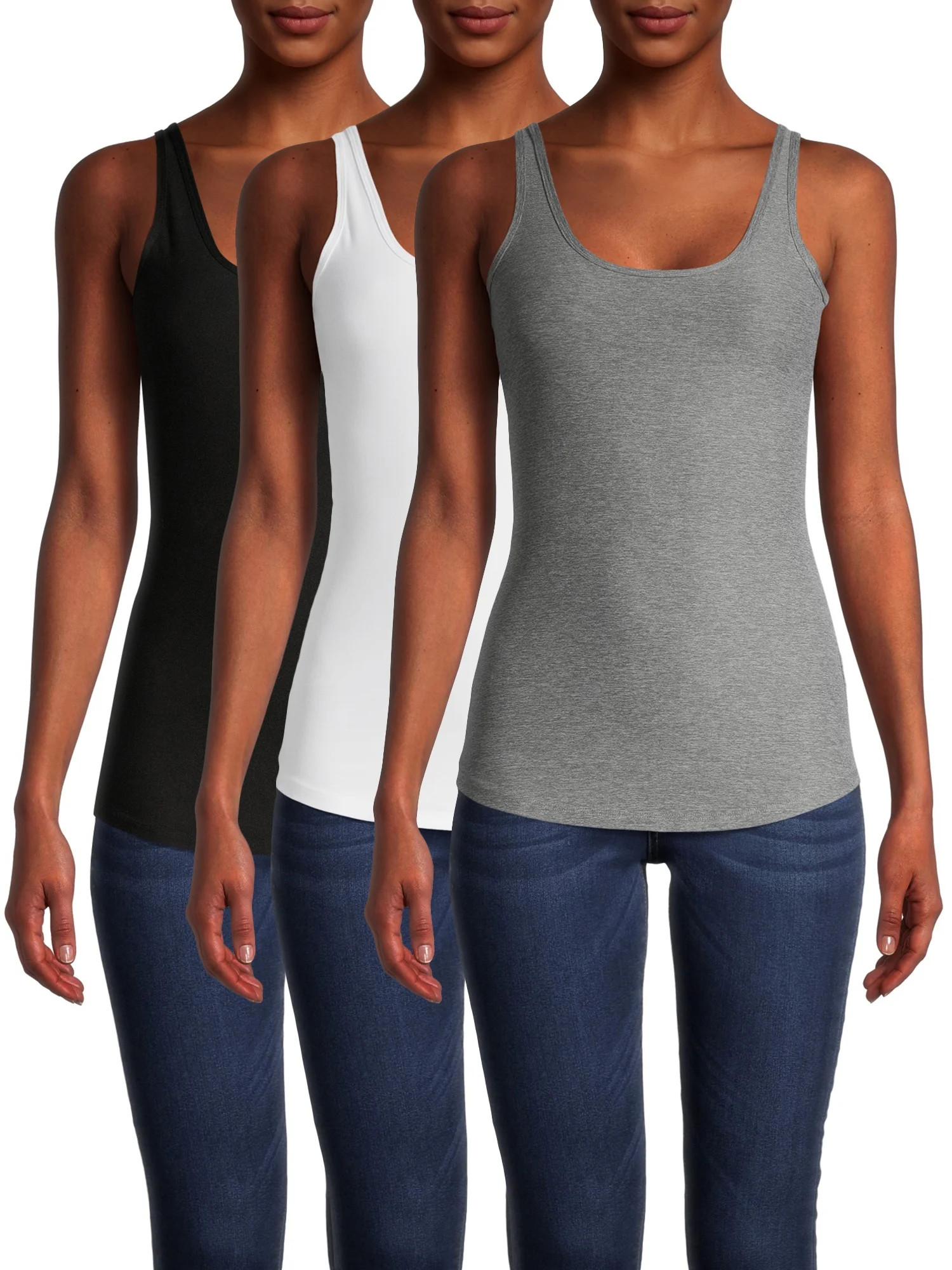 No Boundaries Junior's Scoop Neck Tank Top, 3-Pack | Walmart (US)