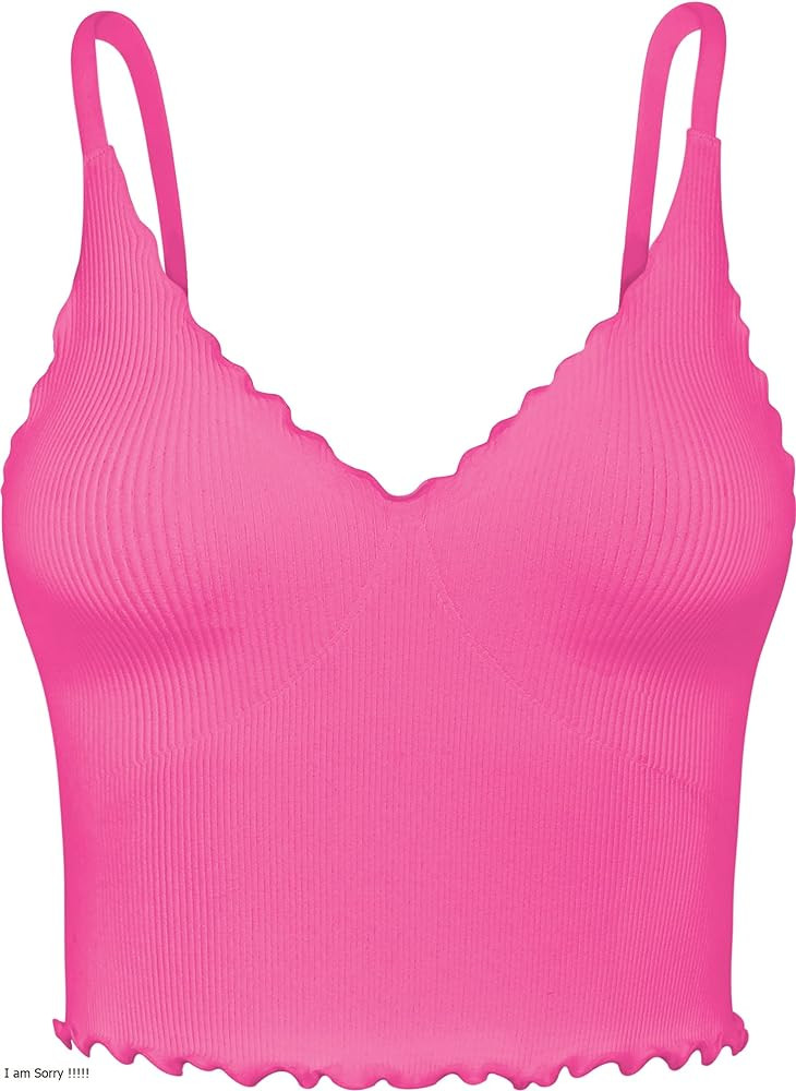 Sunzel Tank Top for Women, V Neck Seamless Ribbed Crop Camisole with Ruffles | Amazon (US)