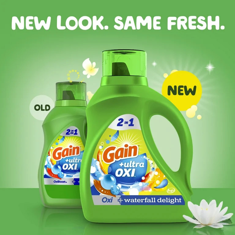 Gain Ultra Oxi Liquid Laundry Detergent, Waterfall Delight Scent, 194 fl oz, 134 Loads | Walmart (US)
