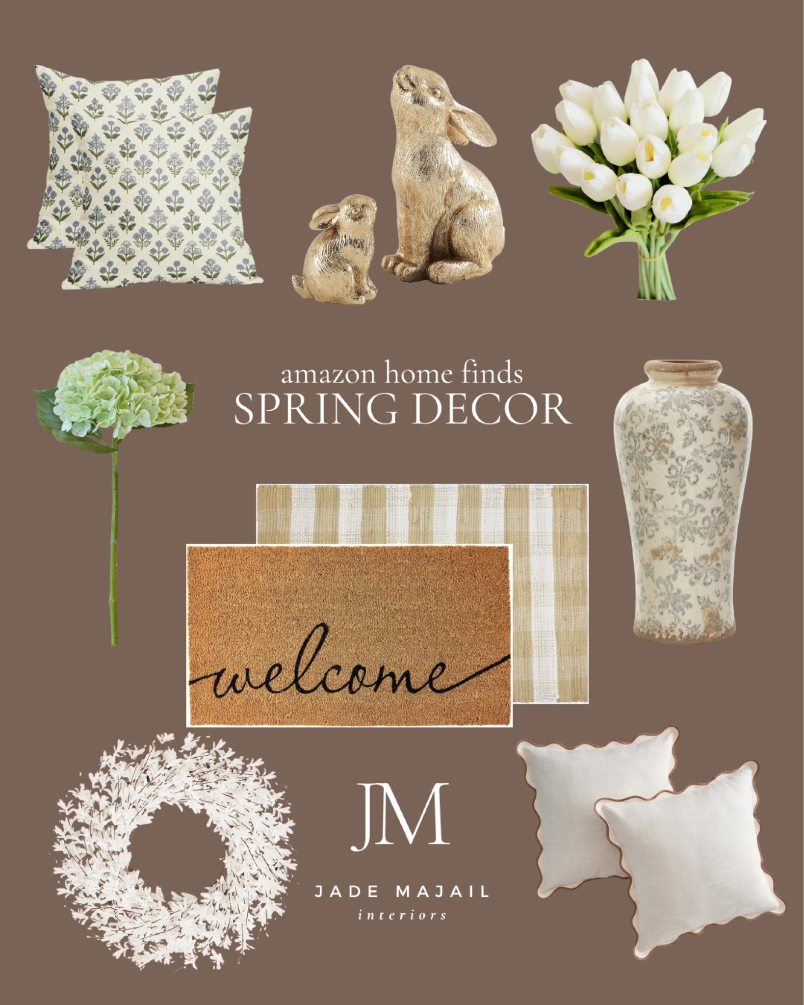 Amazon spring home decor finds! 😍

Outdoor rug, spring pillow, scalloped pillow, wreath, vintage vase, Easter bunny decor, tulips, faux flowers

#LTKHome