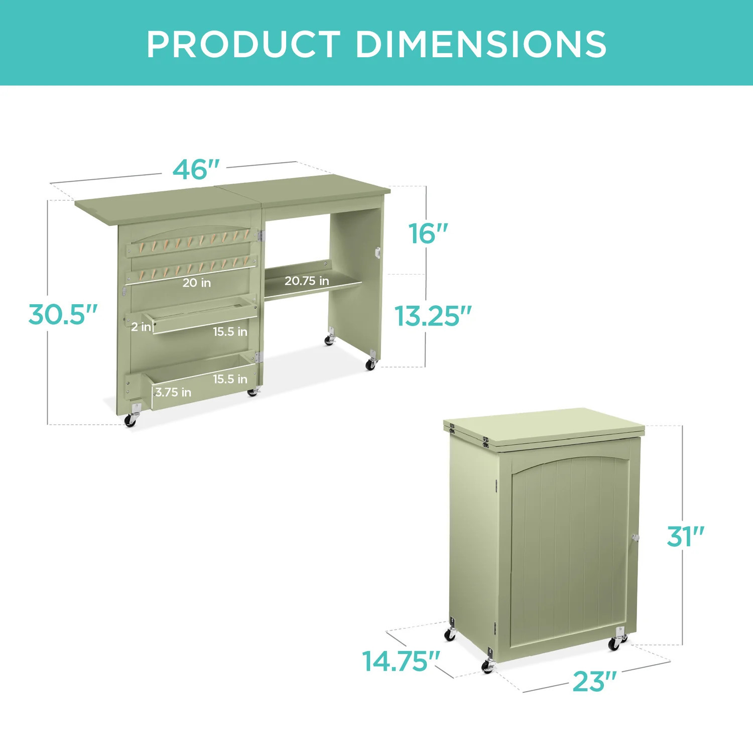 Folding Sewing Table Multipurpose Craft Station & Side Table w/ Wheels | Best Choice Products 
