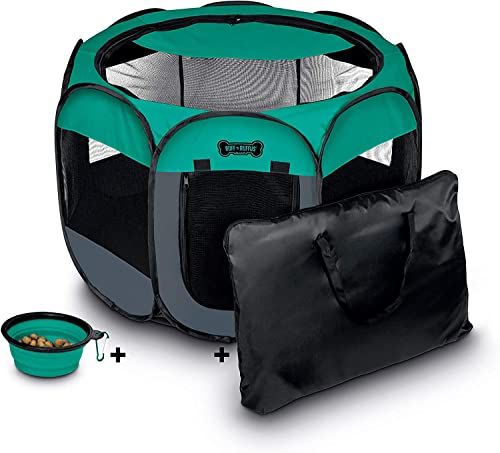 Ruff 'n Ruffus Portable Foldable Pet Playpen + Free Carrying Case + Free Travel Bowl | Available ... | Amazon (US)