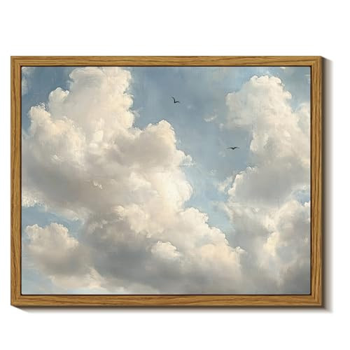InSimSea Framed Wall Art for Living Room Cloud Canvas Wall Decor Bedroom Cloudy Artwork Retro Oil Paintings Pictures Prints Gallery Boho Vintage Cloudscape Soaring Birds Farmhouse Decor Office 8x10In | Amazon (US)