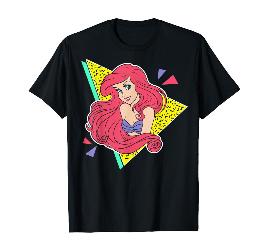 Disney Little Mermaid Ariel Retro 80's Style Graphic T-Shirt T-Shirt | Amazon (US)