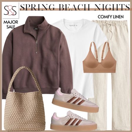 Linen pants and a half zip pullover sweatshirt make for a great travel outfit. Perfect for your spring vacation!

#LTKSeasonal #LTKstyletip #LTKtravel