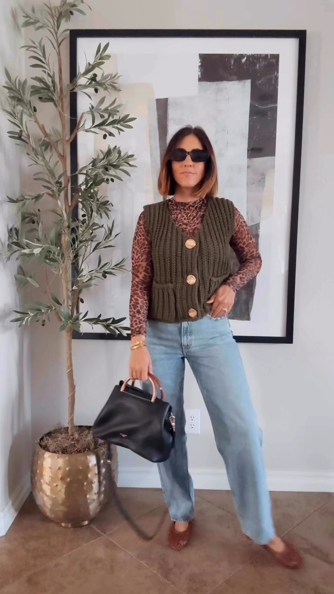 Dressy casual fall outfit idea! 🍂🐆

- Olive green vest - size small 
- mesh leopard top - size small 
- dad jeans - size 27

Amazon, Amazon fashion, Amazon haul, fall style, fall outfit inspo, 

#LTKFindsUnder50 #LTKOver40 #LTKStyleTip