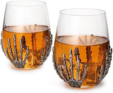 Skeleton Hand Wine Glass Set of 2 by The Wine Savant - 16oz Skeleton Glasses 5" H, Goth Gifts, Sk... | Amazon (US)