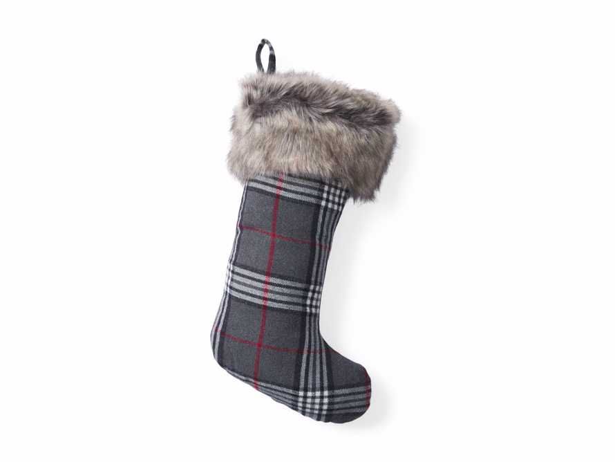 Charcoal Tartan Faux Fur Stocking | Arhaus | Arhaus