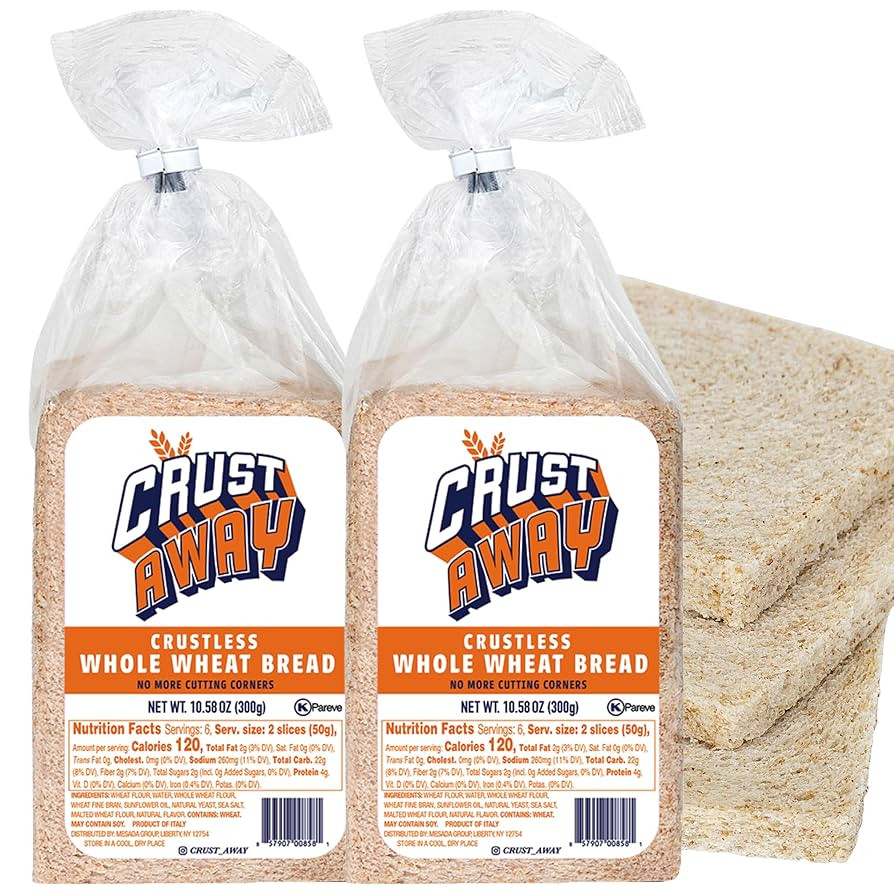 Crust Away Crustless Whole Wheat Bread – Clean Ingredients – Non-GMO, Kosher, All Natural –... | Amazon (US)