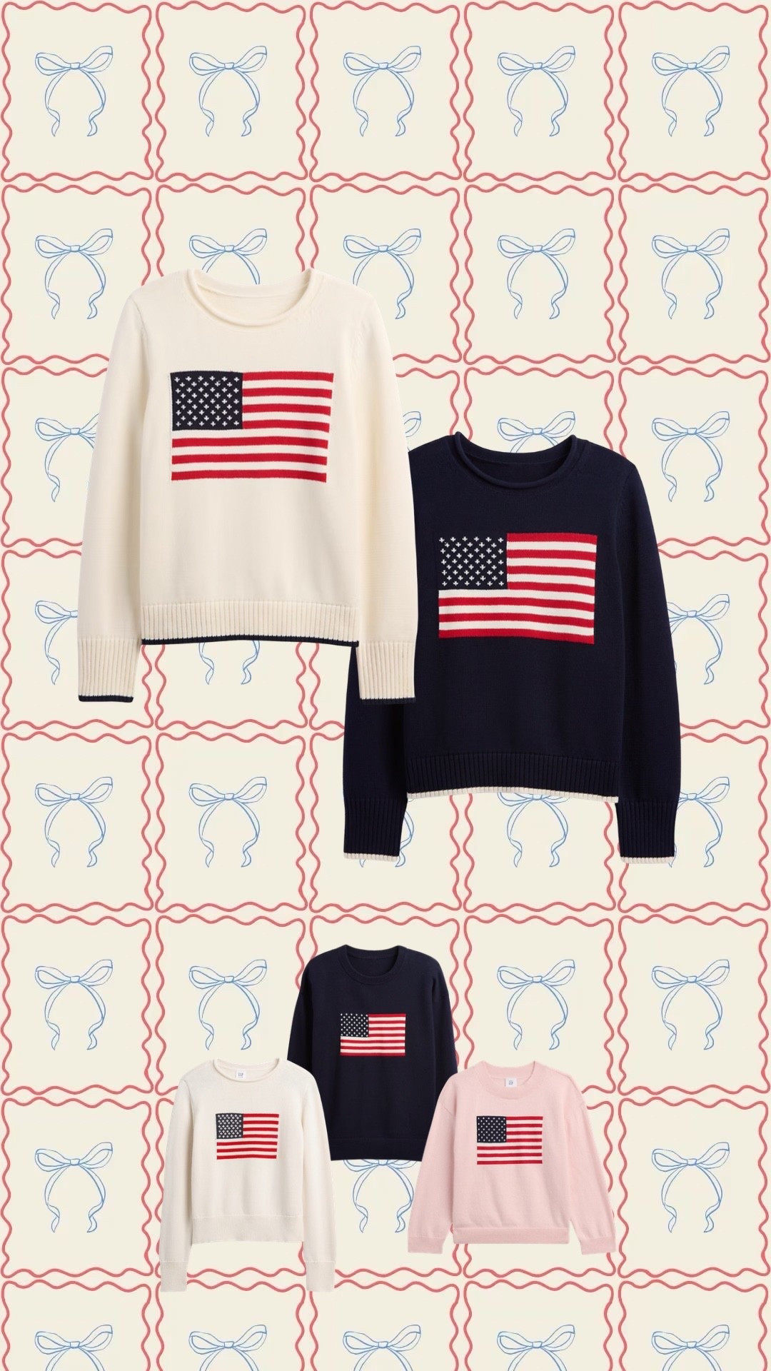 American flag sweaters for the whole family! All on major sale 

I got Charlotte a size 4 years and it fits slightly oversized which is great!