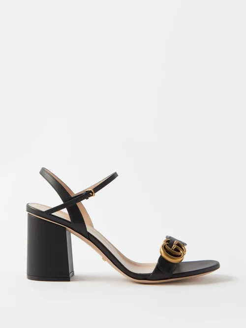 Gucci - GG Marmont Block-heel Leather Sandals - Womens - Black - 36 EU/IT | Matches (US)