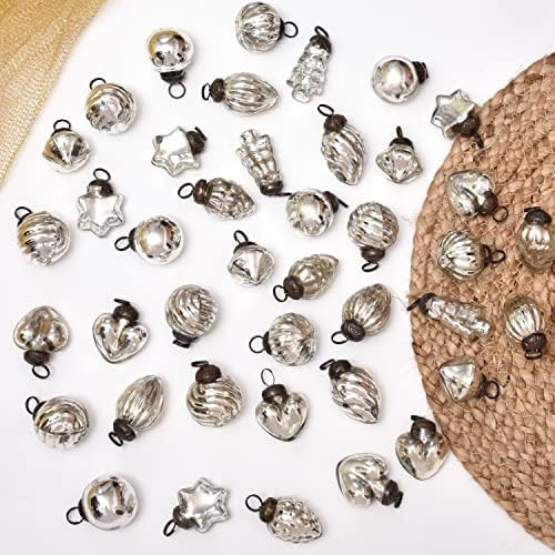 IndianShelf 25 Pieces -Silver Mercury Glass Christmas Ornaments- Reusable Christmas Tree Decorati... | Amazon (US)