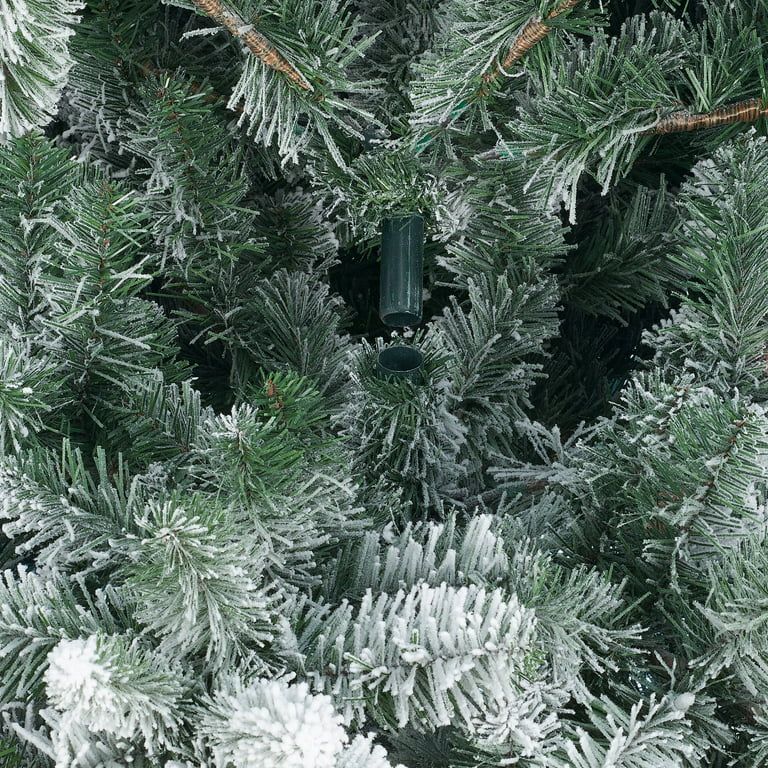 Holiday Time 6.5ft Pre-Lit Flocked Frisco Pine Christmas Tree, Green, 6.5', Clear - Walmart.com | Walmart (US)