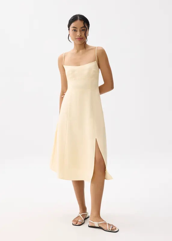 Emi Linen Fit & Flare Midi Dress | Love, Bonito USA