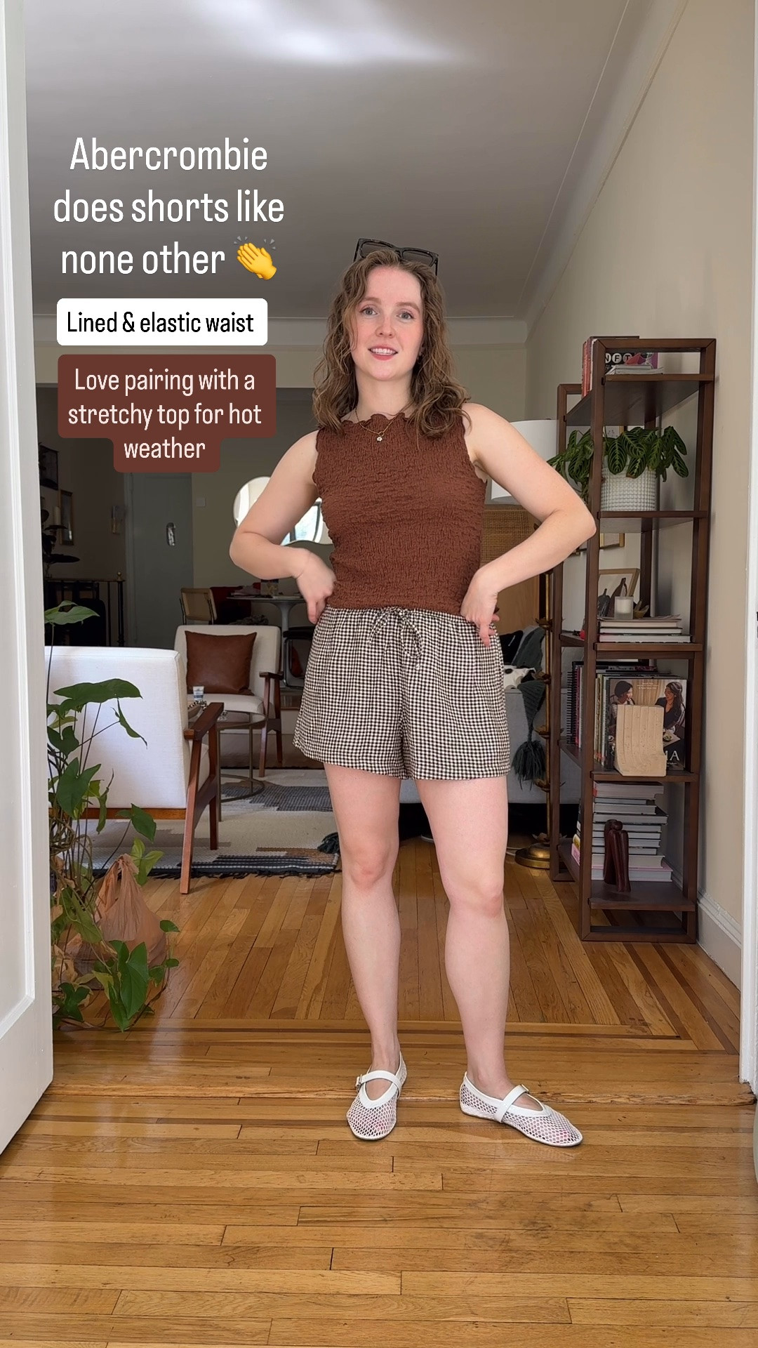 Comfy gingham shorts from Abercrombie lined and elastic waist. Sized up 1 (but could have done xs my true size) top is small

#LTKSaleAlert #LTKSeasonal