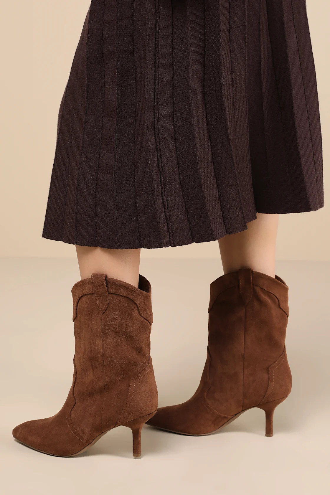 Penrose Chestnut Suede Pointed-Toe Booties | Lulus