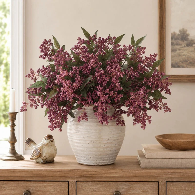 6 Piece Artificial Nandina Berry Stems with 17 Inch Faux Branches | Wayfair North America