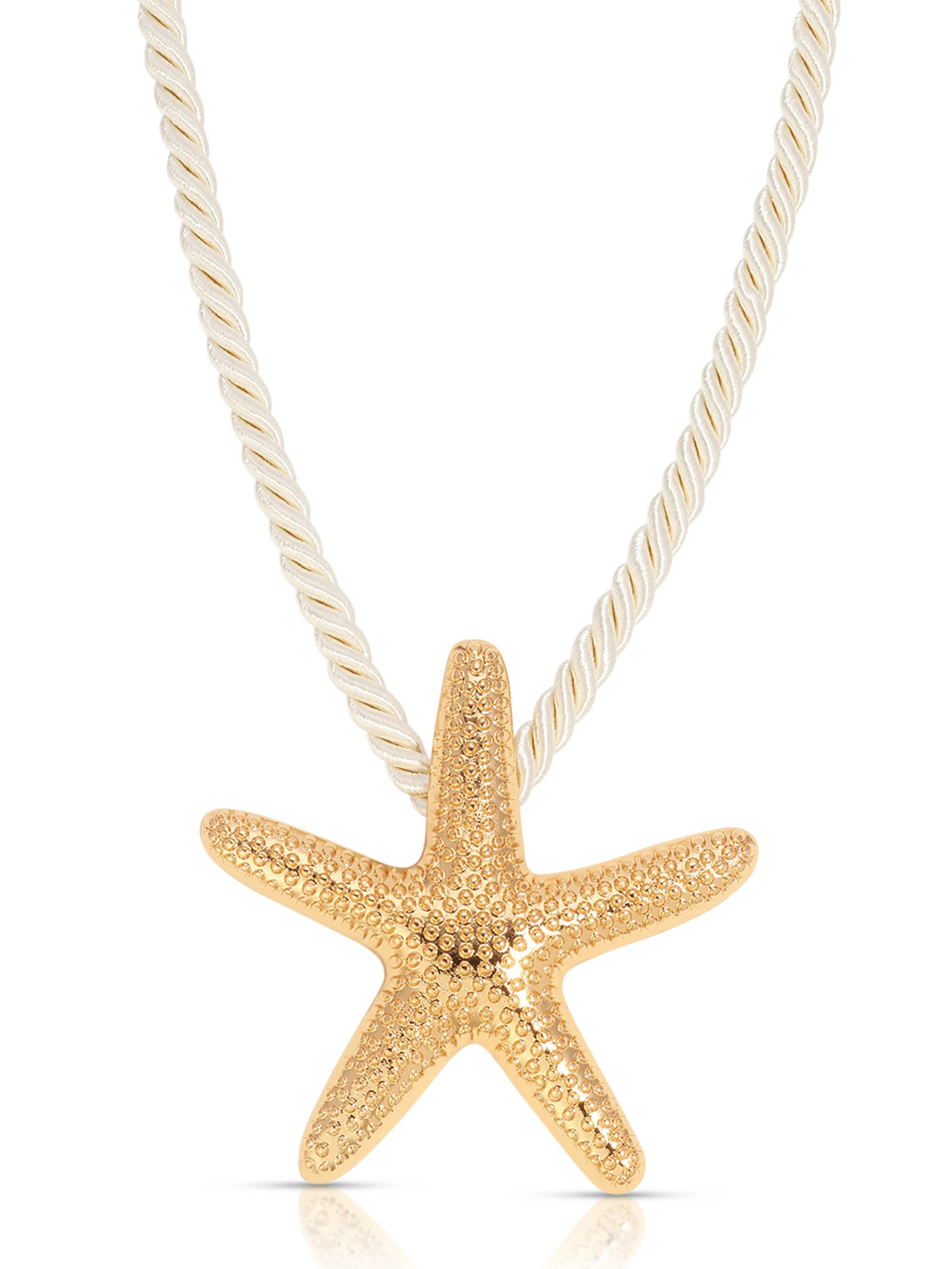 Starfish Statement Pendant Necklace - Beige Rope with 18k Gold Plating / One Size | Ettika