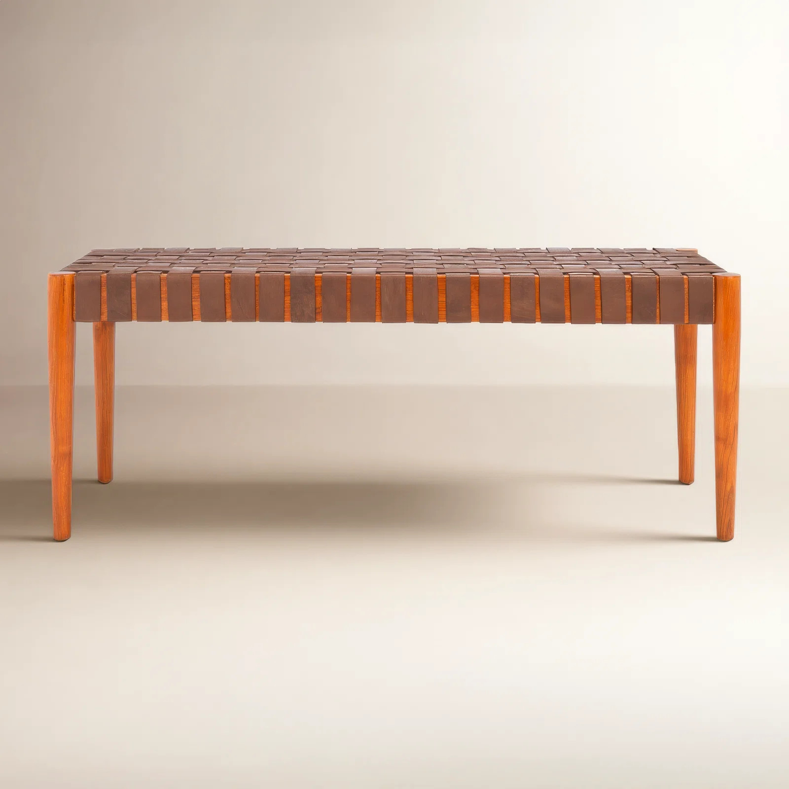 Orin 47" Woven Leather Bench | AllModern