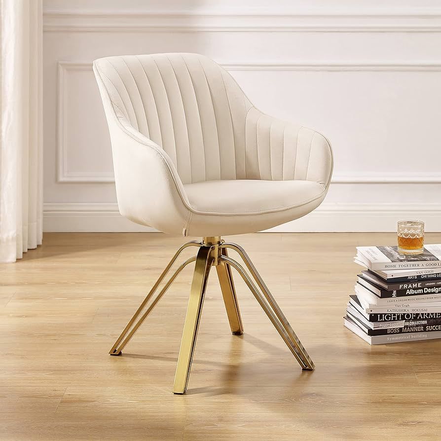 Art Leon Mid Century Modern Swivel Accent Chair, Desk Chair No Wheels, Fabric Upholstered Armchai... | Amazon (US)