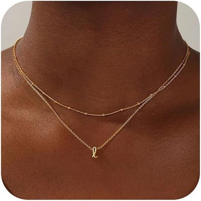 Laytered Initial Necklace for Women & Teens, Dainty Gold/Silver A-Z Letter Personalized Jewelry Gift | Target