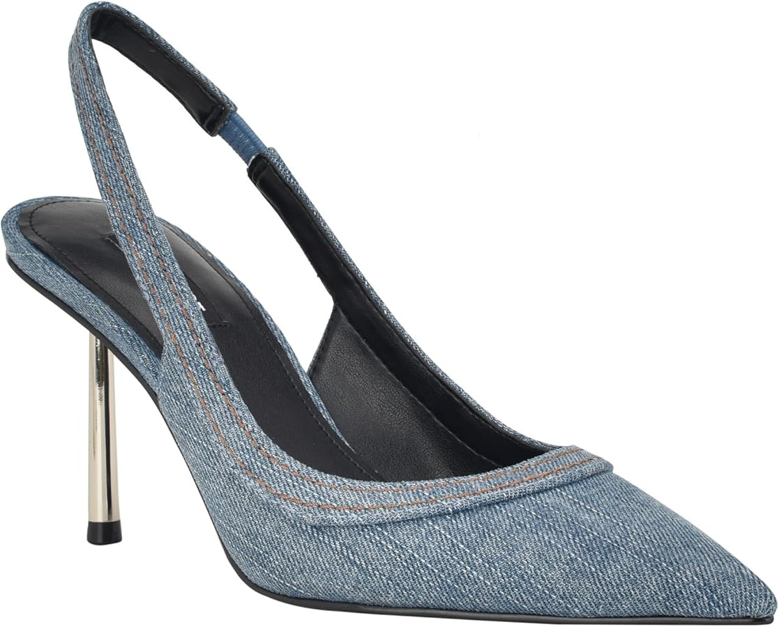 Amazon.com | Nine West Women's DENAYE Pump, Denim Blue 420, 8 | Heeled Sandals | Amazon (US)