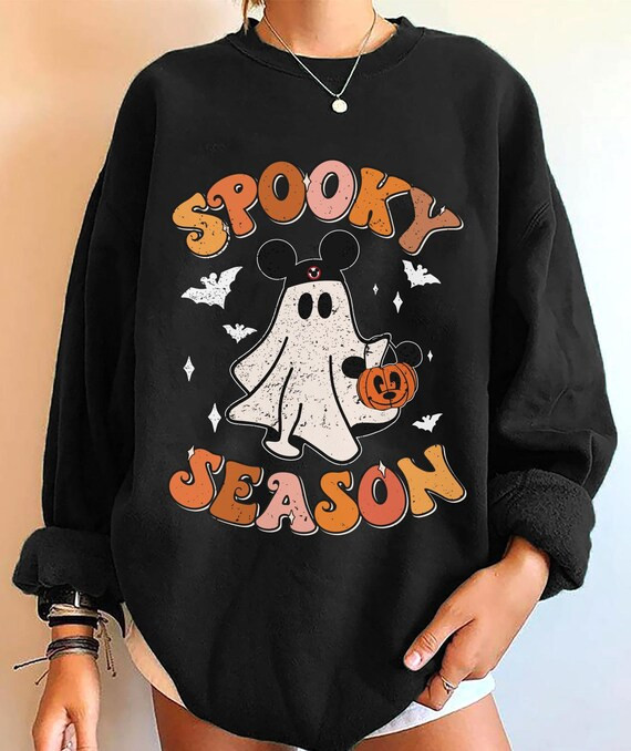 Mickey Ghost Spooky Season With Pumpkin Shirt Cute Mickey Boo - Etsy | Etsy (US)